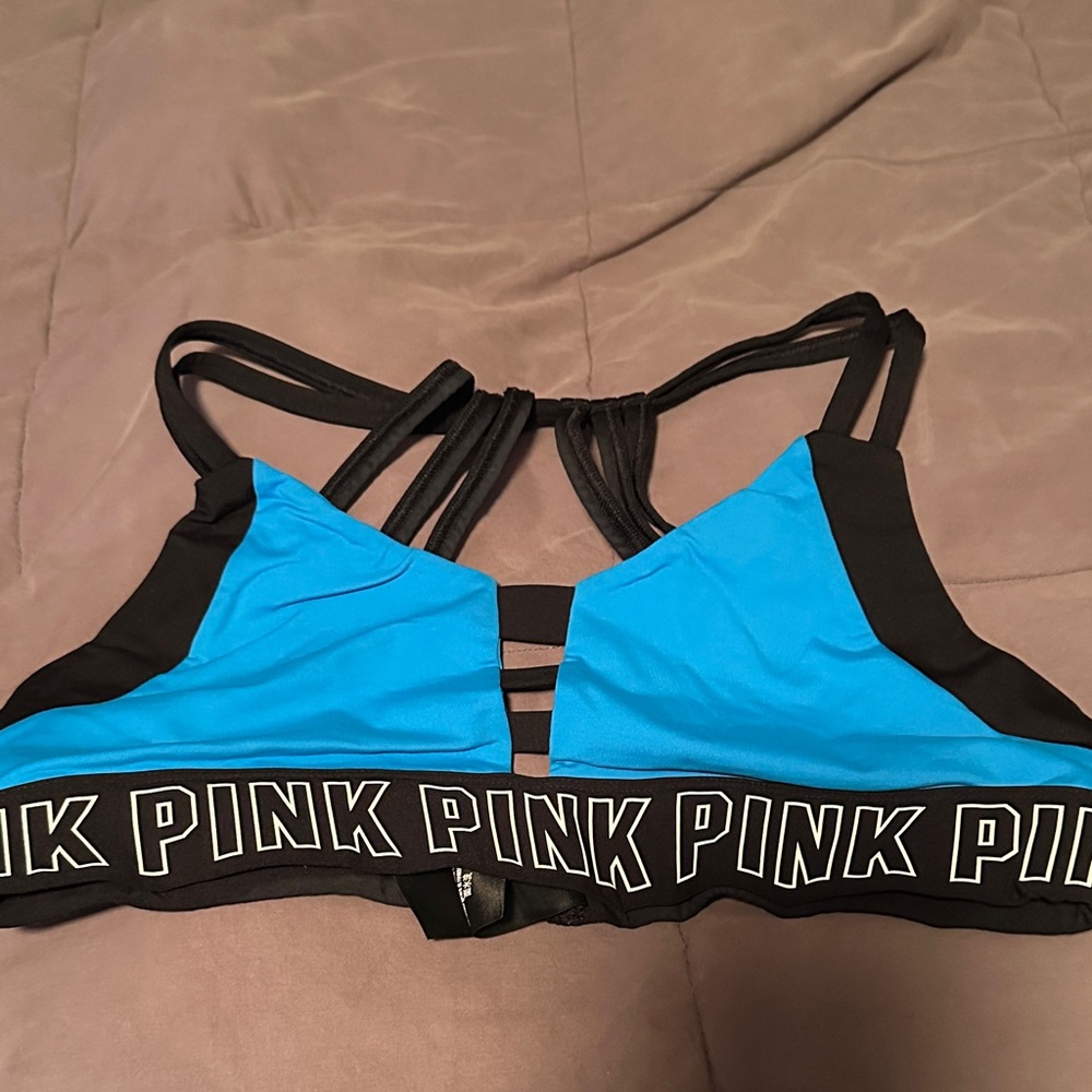 Vs pink Blue and Black Strappy Sports Bra